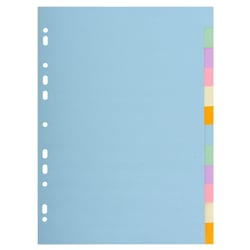 Intercalaires carte pastel 170g Forever 12 positions - A4 - Couleurs assorties - x 25 - Exacompta