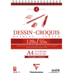 Bloc Dessin Croquis Spirale A4 - 120g - 50 feuilles - Clairefontaine