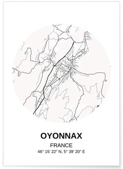Affiche Carte Oyonnax | A3 : 29,7x42cm