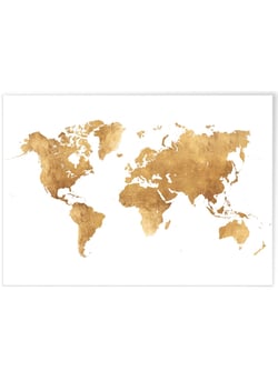 Poster Carte du monde Or | A3 : 29,7x42cm