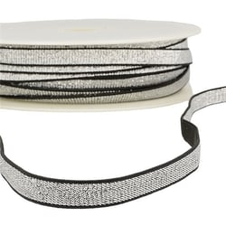 Bobine 30m Elastique métal lisière 10mm Noir/argent