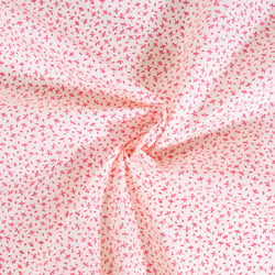Tissu Coton imprimé Fleuris Tia roses sur fond Blanc