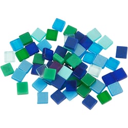 Mini-mosaïques, dim. 5x5 mm, ép. 2 mm, harmonie bleu/vert, 25 gr/ 1 Pq.