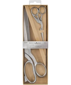 Jeu de ciseaux de tissu (25,cm) et de broderie (11,5cm) - Milward Argent vendu par 50 cm