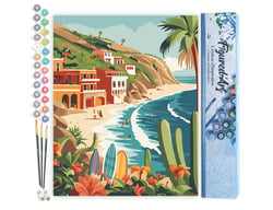 Peinture par Numéro Figured'Art - Surf côtier - Kit de Loisir Créatif DIY Numéro d'Art Complet - 40x50cm sans châssis en bois