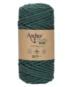 Corde de Coton Recyclé Macramé Anchor Crafty Fine - 250gr - Anchor 111 Vert (Forêt)