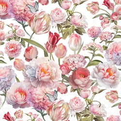 Lot de 4 serviettes en papier découpage collage 33 cm FLEUR TULIPE F 4010