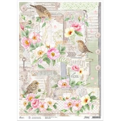1 feuille de papier de riz 30.6 x 42.7 cm Ciao Bella LOVE LIVES HERE 027