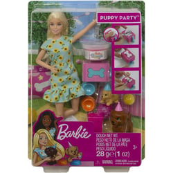 Poupée barbie la fête des chiens + 2 chiens + accessoires - anniversaire - mattel - gxv75