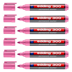 Lot de 6 marqueurs permanents - EDDING - pointe ronde 1,5-3 mm - Rose - 300