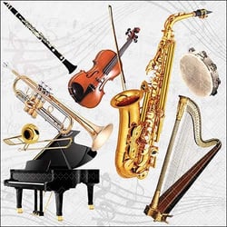 Lot de 4 serviettes en papier découpage collage 33 cm INSTRUMENTS DE MUSIQUE D 105 XL