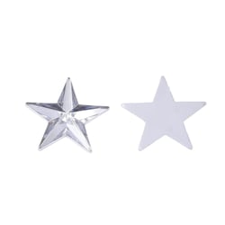 50 PERLES STRASS CABOCHON Etoile Transparent 14 mm Acrylique à coller - Dos Argenté - Creation Diy