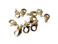 10 Fermoirs mousquetons 10*6mm métal argent  vieilli