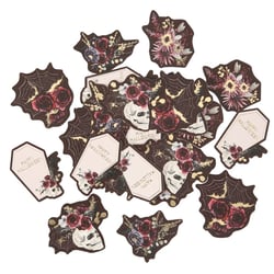 100 CONFETTIS ""HAPPY HALLOWEEN"" WITCHYLAND PAPIER POURPRE. BLOSSOM ET OR DE 3 A 5CM