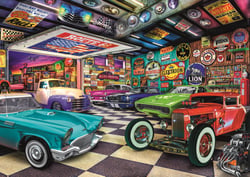 Puzzle 1000 pièces - Tea Time : Garage Des Collectionneurs De Voitures - Trefl