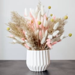 Tableau sur toile vase de fleurs séchées 45x45 cm