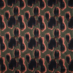 Tissu Satin de Coton imprimé Tâches sur fond Vert kaki