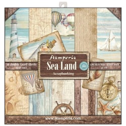 Pochette de 10 feuilles recto verso Sea land Stamperia