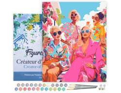 Peinture par Numéro Figured'Art avec Cadre Réunion de Divas - Activité Manuelle Kit de Loisir Créatif DIY Numéro d'Art Complet - 40x50cm toile tendue sur châssis