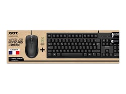PORT Connect Pack clavier PC + Souris filaire USB-A ambidextre optique 1000 DPI azerty EU