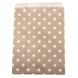 Sachet en papier convient pour aliments, 12,9x16,8cm, beige pointillé, 25 pièces