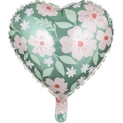 Ballon Aluminium Hélium Coeur Fleuri