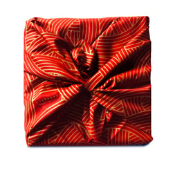 Carédeau Papier Cadeau Réutilisable Collection Monochrome Coton Recyclé Furoshiki 100% Coton  : Tricot (TailleM) 55x55 cm rouge
