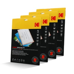 KODAK Pochettes de plastification A4 – KD-LMA4CLR-PK12C – Lot de 4 x 12 (48), 150 microns, Couleurs assorties : Rouge, Jaune, Bleu