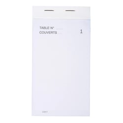 Bloc Maître d'Hôtel 50 feuillets autocopiants numérotés en dupli - Format 8x15 cm - Blanc - x 50 - Exacompta