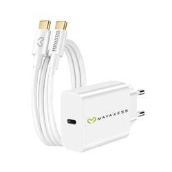 Mayaxess Chargeur Secteur pour Honor 400 20W + Câble USB-C 1m Blanc