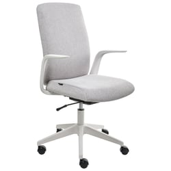 Chaise de Bureau Gris Clair en Polyester Accoudoirs et Appui-tête Réglables Hauteur Ajustable Base Pivotante Dossier Inclinable