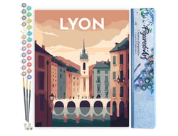 Peinture par Numéro Figured'Art - Affiche Vintage Lyon - Kit de Loisir Créatif DIY Numéro d'Art Complet - 40x50cm sans châssis en bois