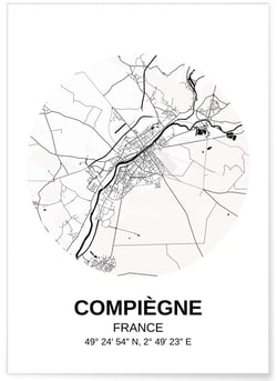 Affiche Carte Compiègne | A3 : 29,7x42cm