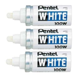 Lot de 3 marqueurs permanents - PENTEL - Pointe ogive 2,9 mm - Blanc - X100W
