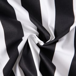 Tissu Sergé d'ameublement Rayé Vaucluse noir sur fond Blanc