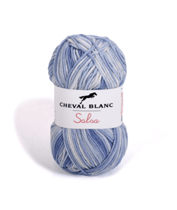 Fil de coton et Acrylique à tricoter ou crocheter SALSA - Cheval Blanc 403 Jacquard Bleu Jean