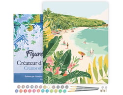 Peinture par Numéro Figured'Art avec Cadre - Paradis du surf - Kit de Loisir Créatif DIY Numéro d'Art Complet - 40x50cm toile tendue sur châssis