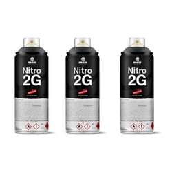 Lot 3 sprays de peinture noir goudron mat nitro 2G 400ml - Mtn