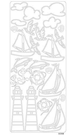 Planche de stickers peel off doré décor marin