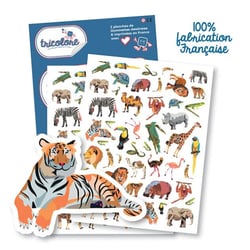 Gommettes – Animaux de la Jungle – Savane – 94 pieces - Graine Creative - Bleu