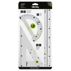 Set de traçage - Règle 30cm - Equerre 60° - Rapporteur - Aluminium - Scolaire - Wonday