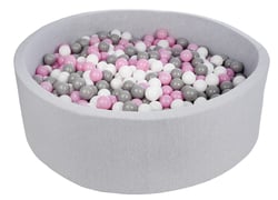 Piscine à balles pour enfant, diamètre env.125 cm + 900 balles blanc,rose ,gris - Velinda