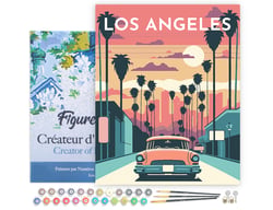 Peinture par Numéro Figured'Art avec Cadre - Affiche Vintage Los Angeles - Kit de Loisir Créatif DIY Numéro d'Art Complet - 40x50cm toile tendue sur châssis