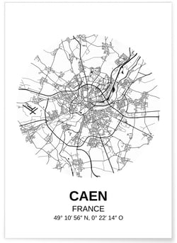 Affiche Carte Caen | A3 : 29,7x42cm