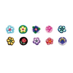20 mini canes pâte polymère à trancher 5 x 0,5 cm - Fleurs