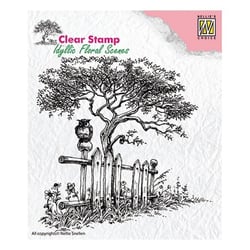 Tampon transparent scrapbooking Nellie's choice ARBRE HIBOUX BARRIERE 8