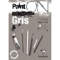 Bloc Paint On Gris Encolle - A4 - 30 Feuilles - Clairefontaine