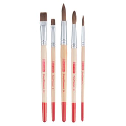 5 pinceaux - Peinture aquarelle - Rond - Plat - Assortiment tailles - Art Creation
