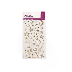 1 PLANCHE STICKERS TRANSPARENT FOIL OR ETOILES