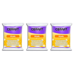 Pâte polymère Cernit Pearl - Violet - Lot de 3 - 56 g